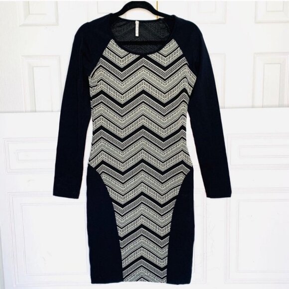 WILLOW AND CLAY BODYCON BLACK& WHITE STRETCH DRESS WOMEN SIZE MEDIUM - Picture 2 of 10